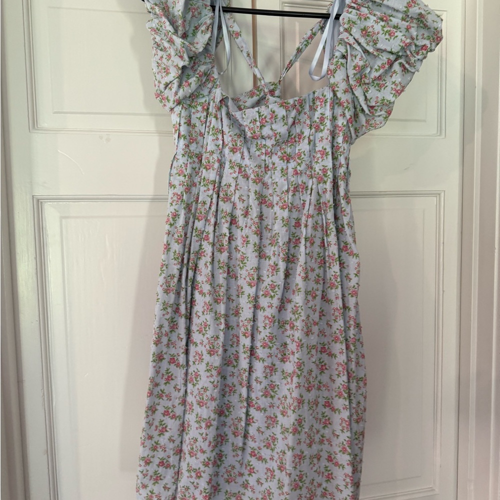 NWT BeBop Puff Sleeve Babydoll Dress XS blue floral